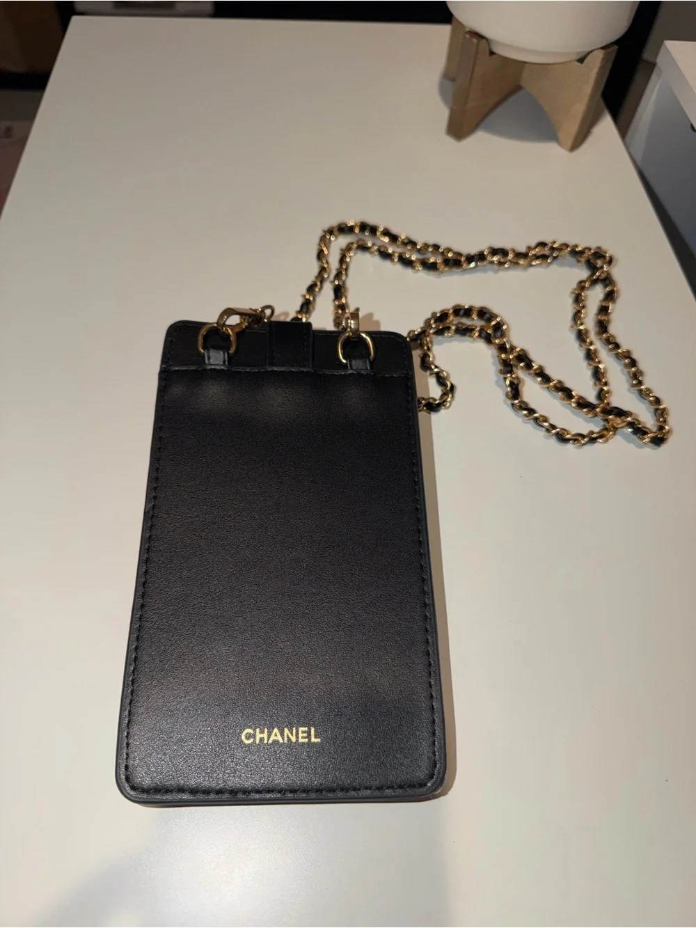 Brand New Chanel Faux Leather Coco Crush Black Quilted Crossbody Phone Card Bag